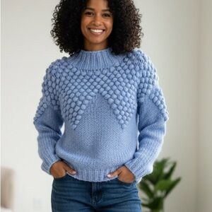 TCEC Light Blue Textured Women's Sweater size L